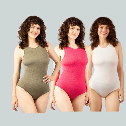 Change | 3 Piece Women's Dailywear Bodysuit with Comfortable Top, Sleeveless, Soft Nylon, Crew Neck, Round Neck, Minimalist Style Under Control