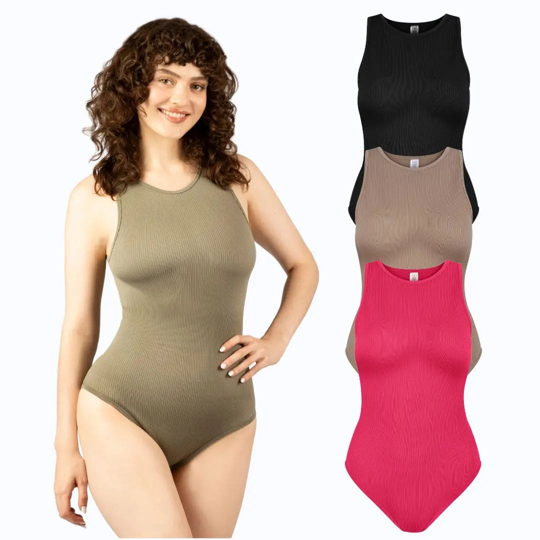 Change | 3 Piece Women's Dailywear Bodysuit with Comfortable Top, Sleeveless, Soft Nylon, Crew Neck, Round Neck, Minimalist Style Under Control