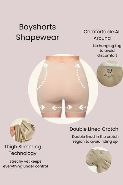 Jilla | 2 Pack Jilla Women's Boy Shorts Shapewear Stretchable Soft Tummy Shaping Boy shorts (Black/Nude) Under Control