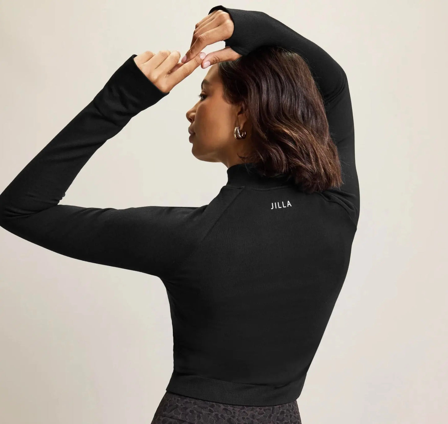 Jilla Active | EXPLORE ORGANIC FIBER LONG SLEEVE TOP - Half Zip High Neck Thumbholes Top Jilla Active