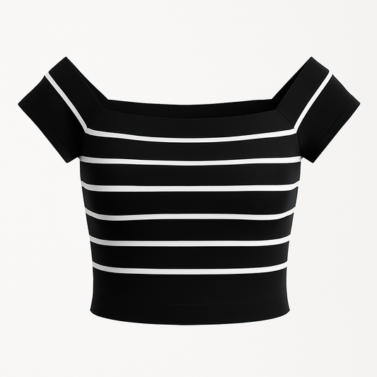 Off the Shoulder Striped Cropped Top