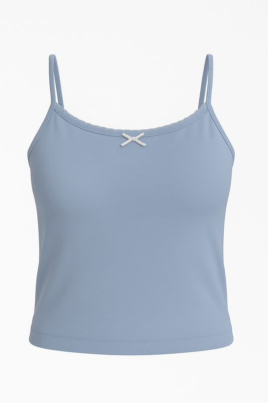 Lace Trim Heart Pointelle Cropped Tank Top