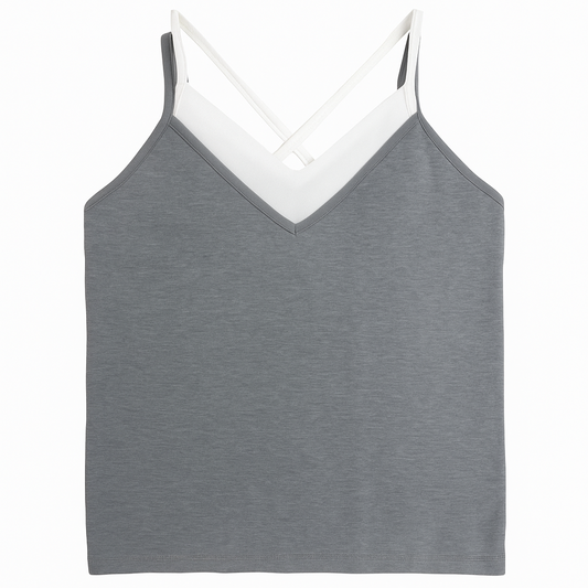 Double Layered Crossback V-Neck Tank Top
