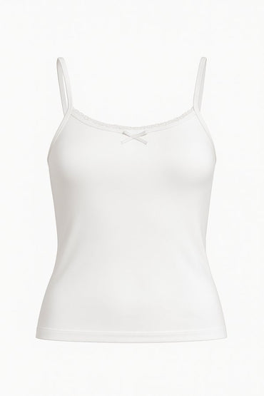 Lace Trim Heart Pointelle Cropped Tank Top