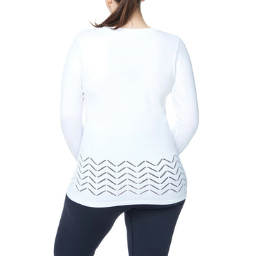 Pointelle Long Sleeve Tops- Plus Size Under Control