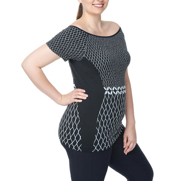 Off Shoulder Short sleeves Top, Women Plus Size Shirt Under Control