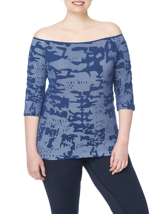 Off Shoulder 3/4 sleeves Top- Plus Size Under Control