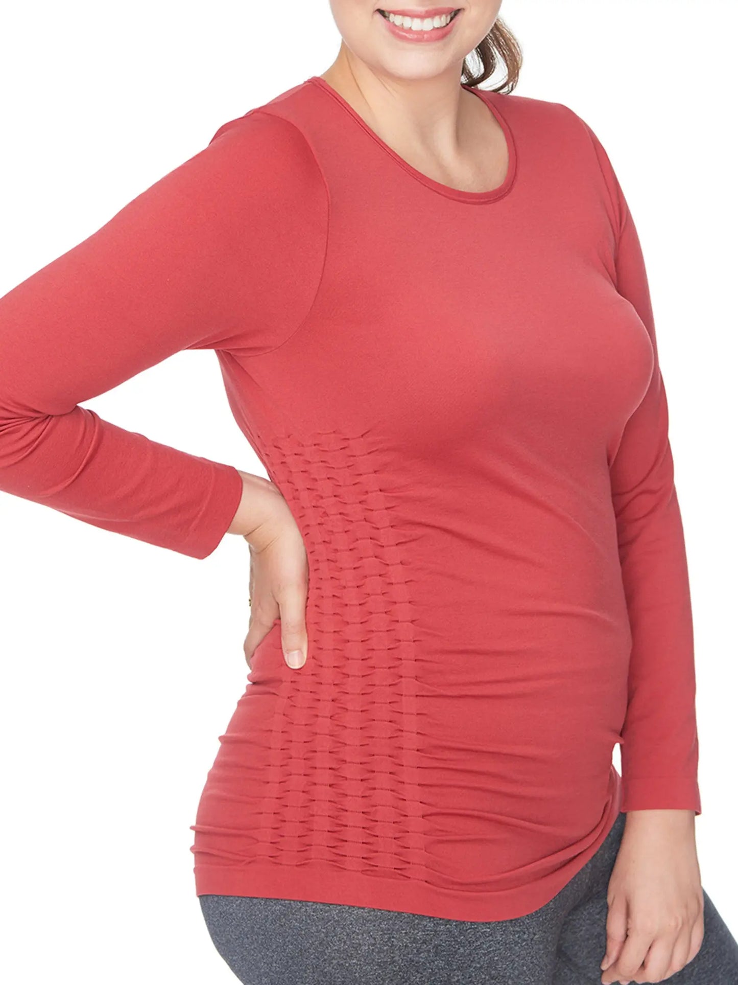 Women's Plus Shirring Side Panels Top Under Control