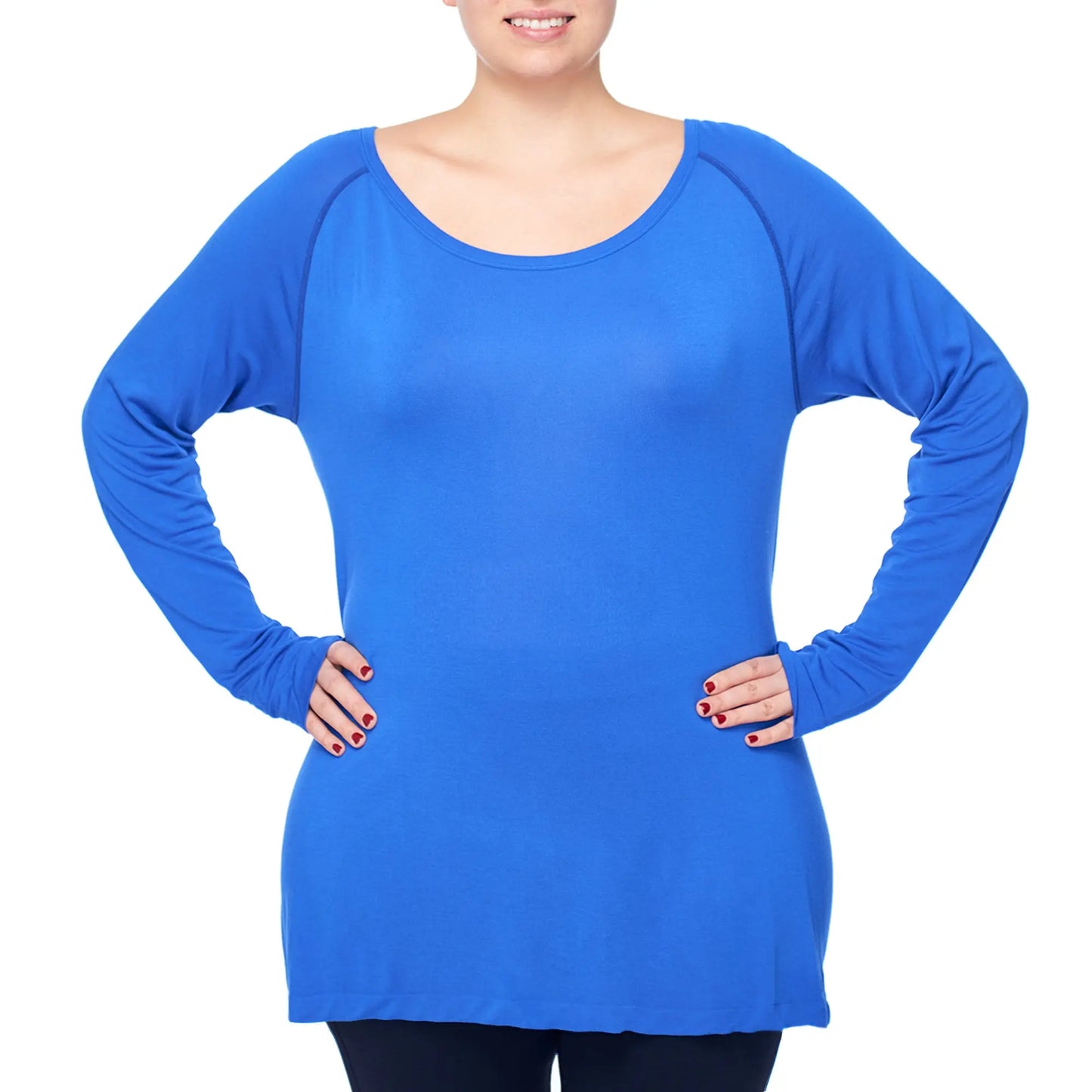 Under Control |Women Plus Size Active Viscose Drape Back Long Sleeve Top Under Control