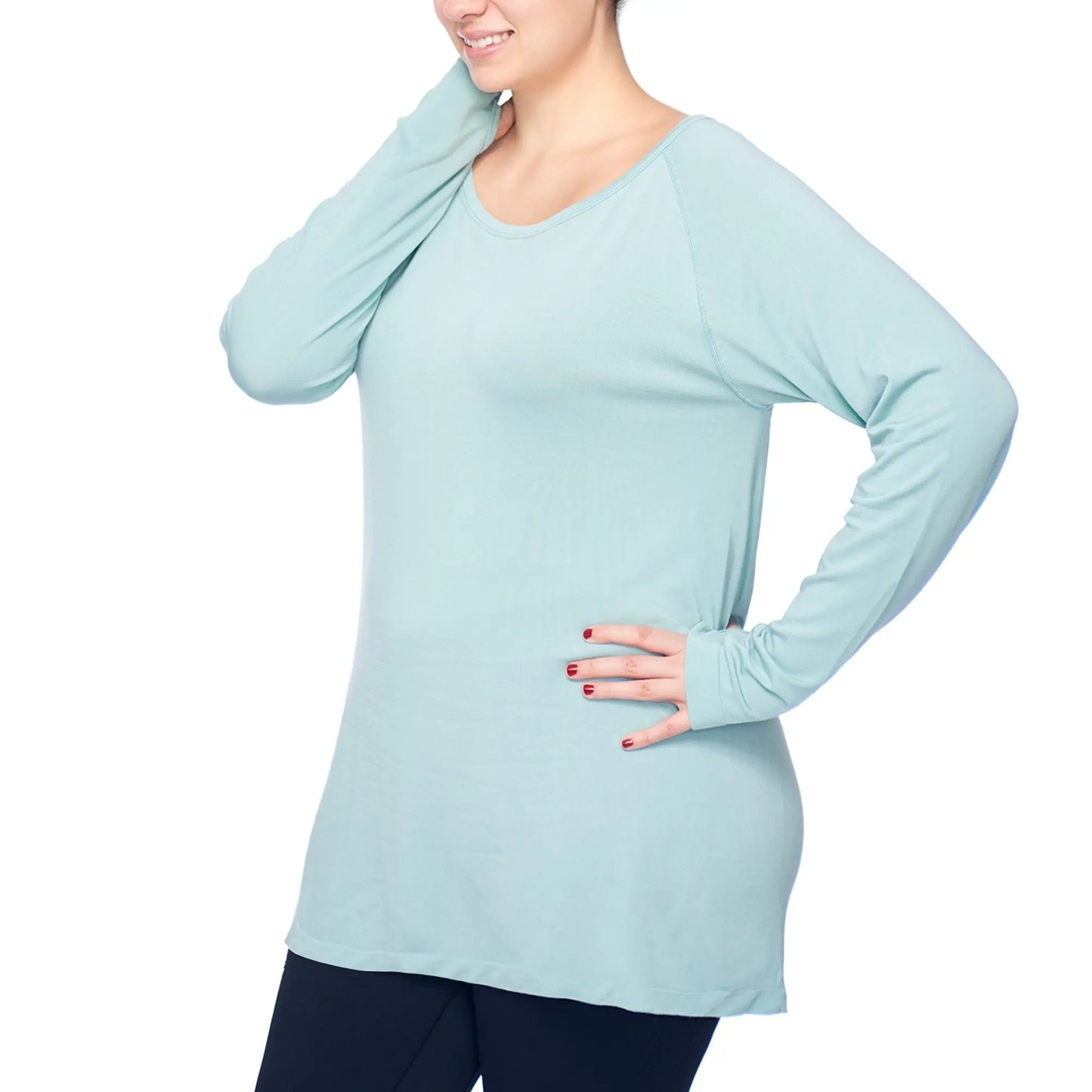 Under Control |Women Plus Size Active Viscose Drape Back Long Sleeve Top Under Control