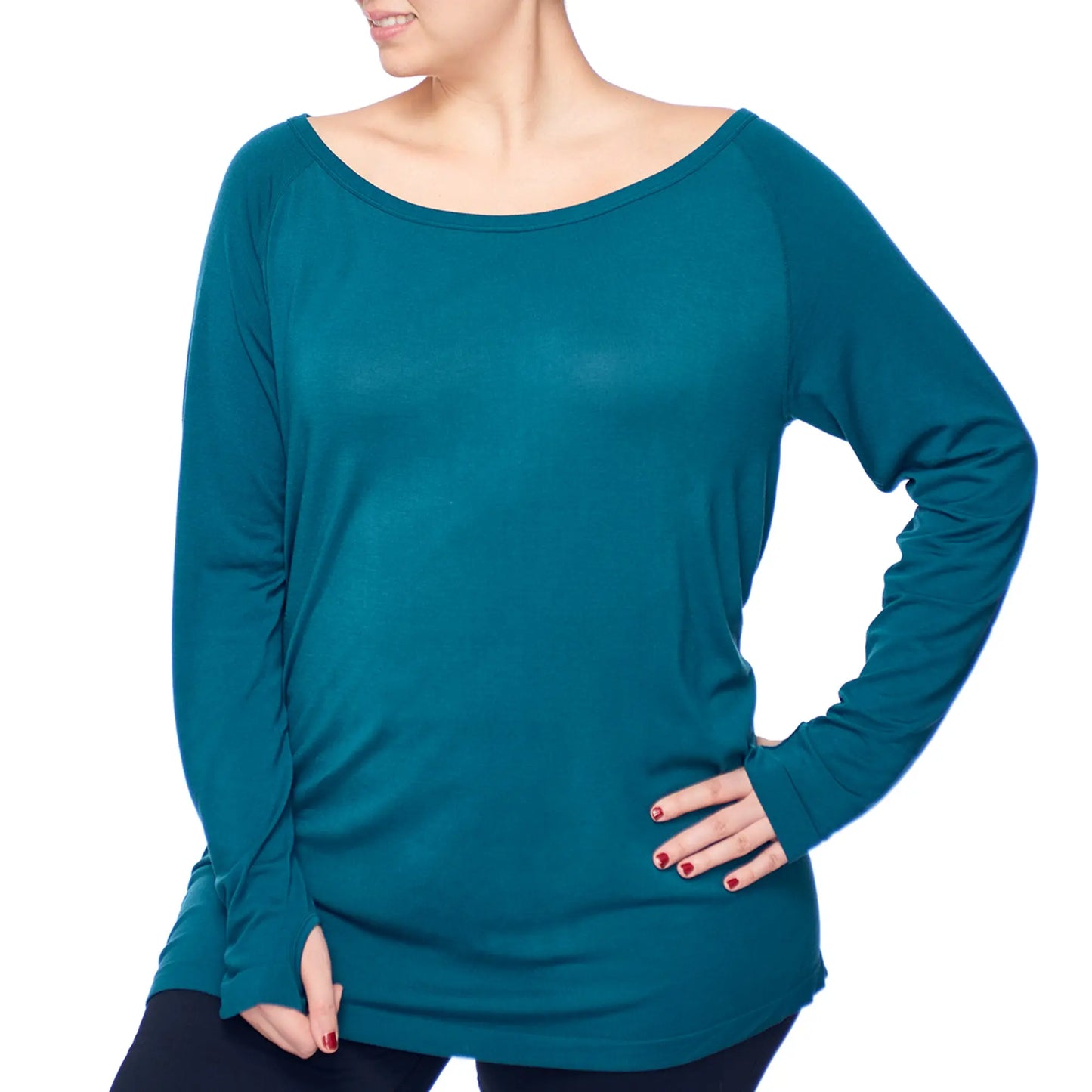 Under Control |Women Plus Size Active Viscose Drape Back Long Sleeve Top Under Control