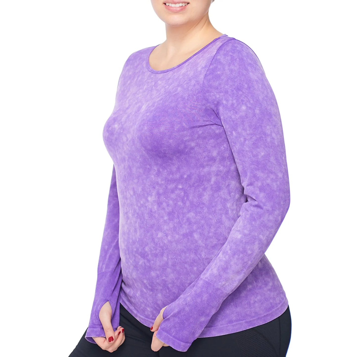 Under Control | Women Plus Size Active Enzyme Wash Crew Neck Long Sleeve Top Under Control