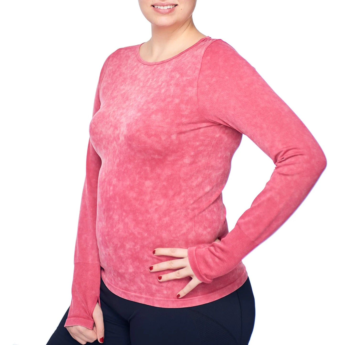 Under Control | Women Plus Size Active Enzyme Wash Crew Neck Long Sleeve Top Under Control