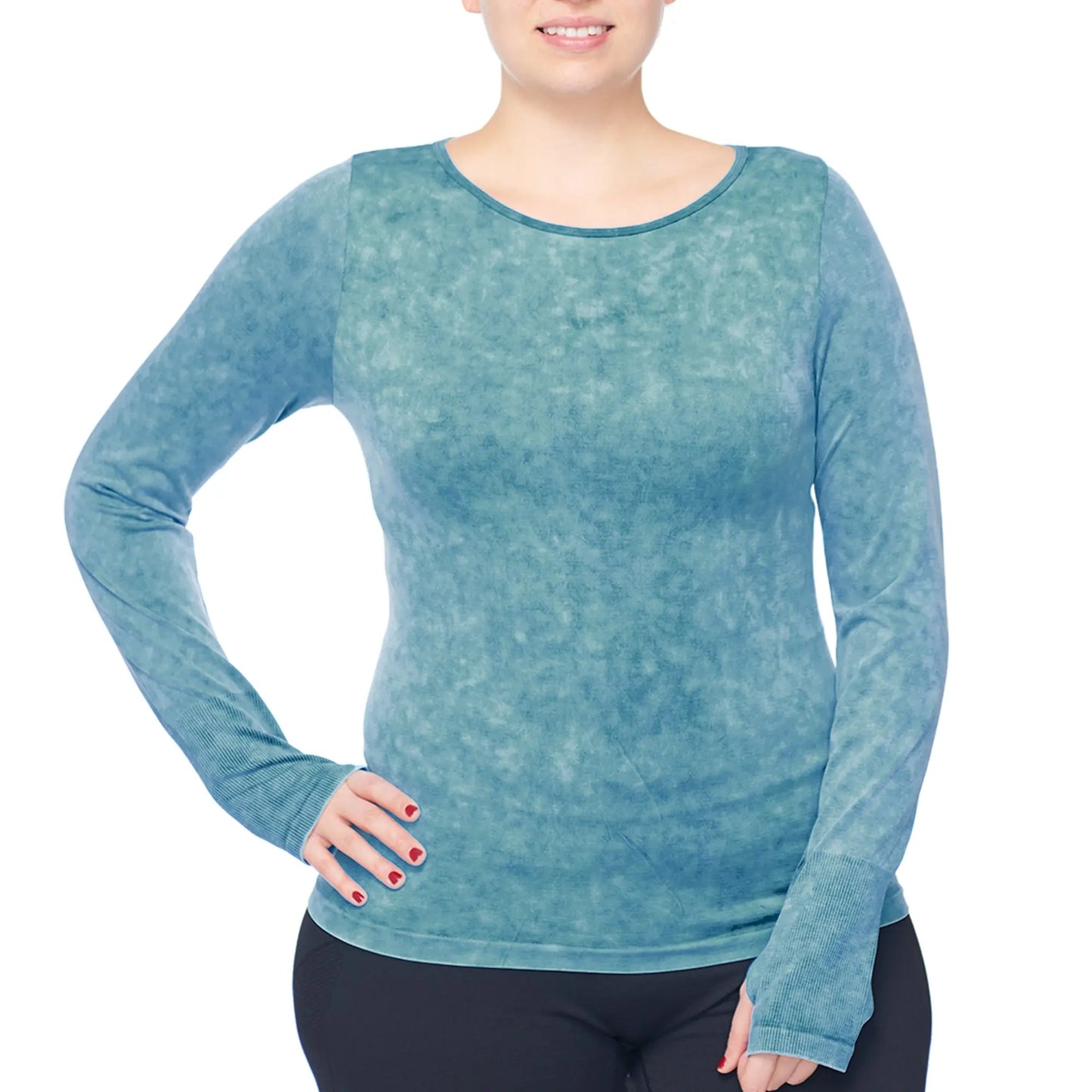 Under Control | Women Plus Size Active Enzyme Wash Crew Neck Long Sleeve Top Under Control