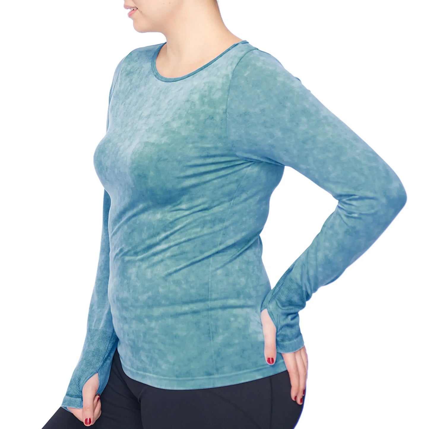 Under Control | Women Plus Size Active Enzyme Wash Crew Neck Long Sleeve Top Under Control