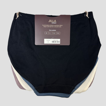 Jilla Intimate Women's 4-Pack Full Brief Underwear – (Purple, Cream, Blue, & Black)