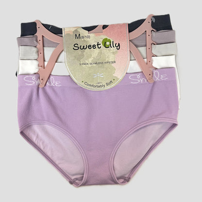 Mystery Random 5-Pack Seamless Hipster Underwear – Girls' Sizes