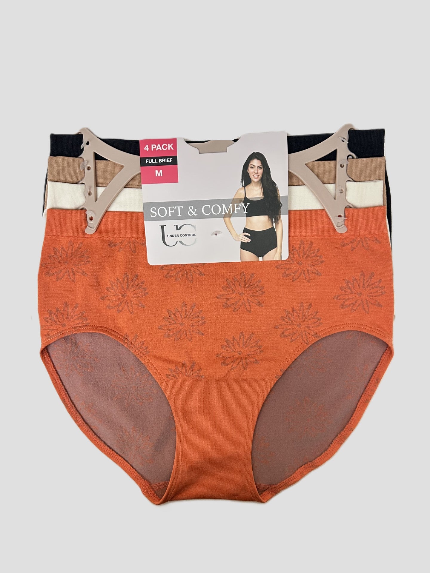 Women's 4-Pack Full Briefs – Soft & Comfy (Orange, Cream, Black, & Tan)