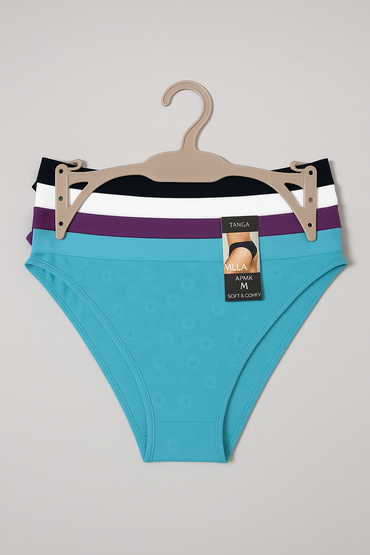 Jilla Intimate Women's 4-Pack Tanga Underwear – Soft & Comfy (Blue, Purple, White, & Black)