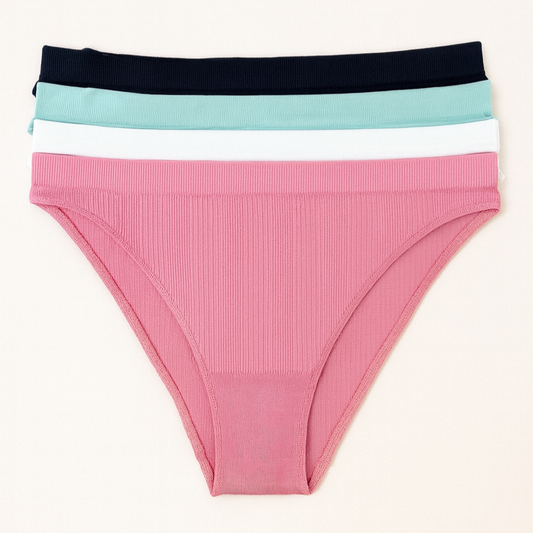 Jilla Intimate Women's 4-Pack Tanga Underwear – Soft & Comfy (Pink, White, Teal, & Charcoal)