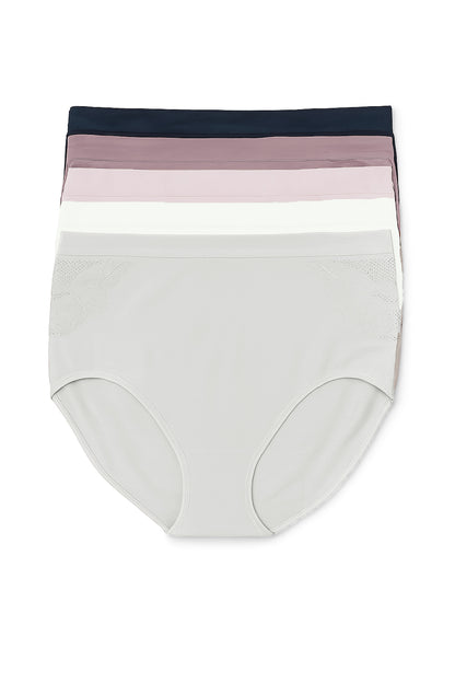 Plus Size Everyday Comfort 5-Pack Briefs - Blush & Basics Collection