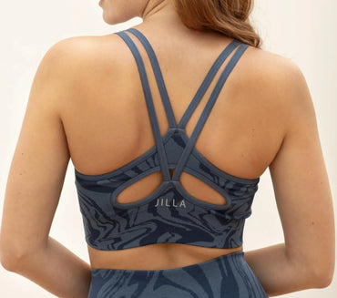 Jilla Active | OCEAN SWIRL SPORTS BRA - Marble Jacquard Sports Bra Jilla Active