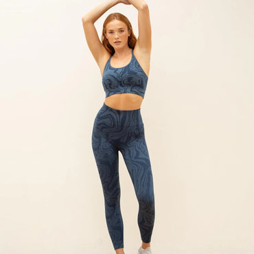 Jilla Active | OCEAN SWIRL LEGGINGS - Full Length Marble Jacquard Leggings Jilla Active
