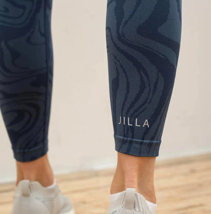 Jilla Active | OCEAN SWIRL LEGGINGS - Full Length Marble Jacquard Leggings Jilla Active