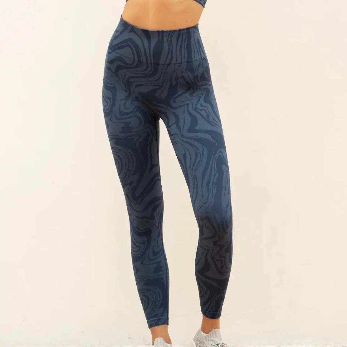 Jilla Active | OCEAN SWIRL LEGGINGS - Full Length Marble Jacquard Leggings Jilla Active