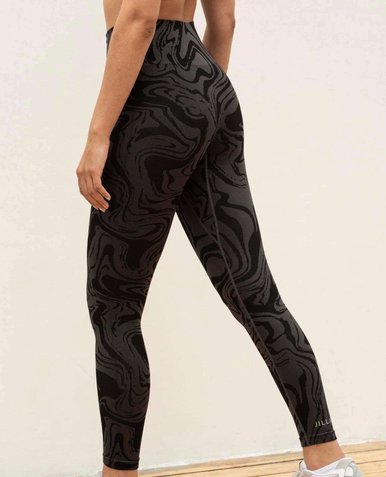 Jilla Active | OCEAN SWIRL LEGGINGS - Full Length Marble Jacquard Leggings