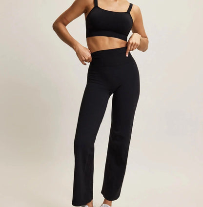Jilla Active | ANANDA WIDE LEG ORGANIC FIBER TROUSERS - Wide Leg High-rise Waistband Leggings Jilla Active