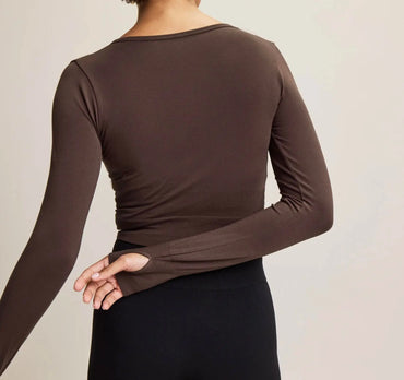 Jilla Active | AURA ORGANIC FIBER LAYERING TOP - Long Sleeve V-Neck Thumbholes Top Jilla Active