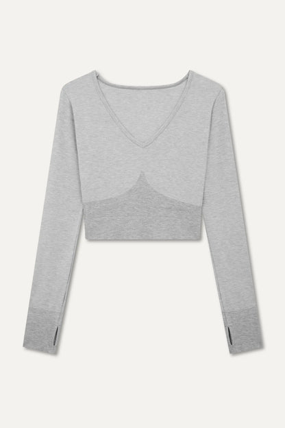 Jilla Active | AURA ORGANIC FIBER LAYERING TOP - Long Sleeve V-Neck Thumbholes Top Jilla Active