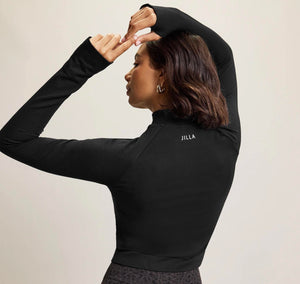 Jilla Active | EXPLORE BAMBOO LONG SLEEVE TOP - Half Zip High Neck Thumbholes Top