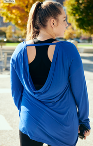 Women Plus Size Viscose Drape Back Long Sleeve Top