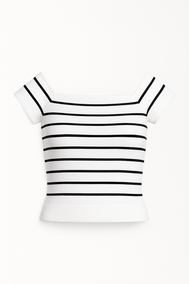 Off the Shoulder Striped Cropped Top
