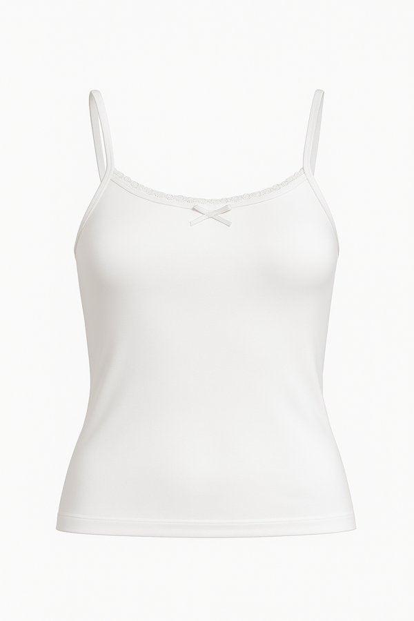 Lace Trim Heart Pointelle Cropped Tank Top