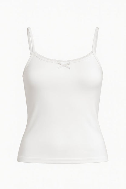 Lace Trim Heart Pointelle Cropped Tank Top