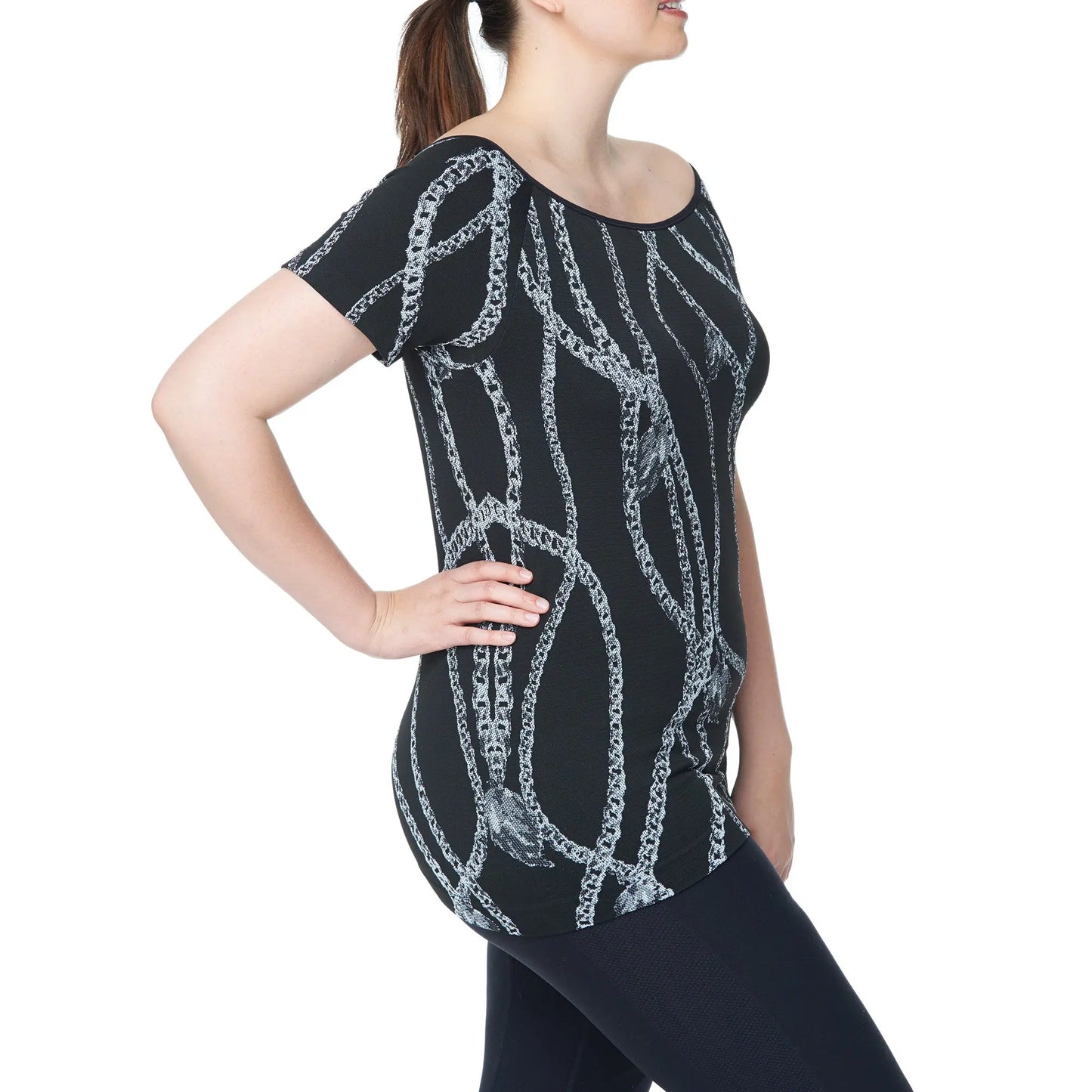 Off Shoulder Short sleeves Top, Women Plus Size Shirt Under Control