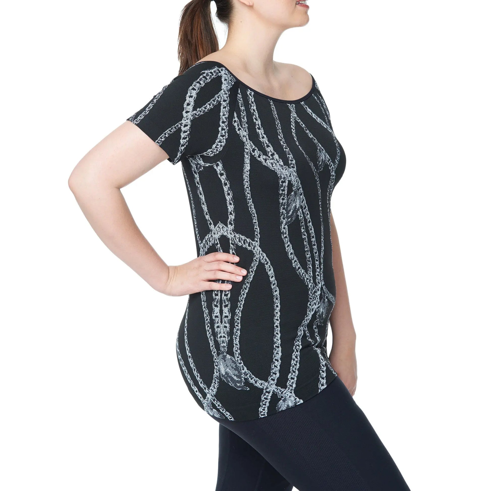 Off Shoulder Short sleeves Top, Women Plus Size Shirt Under Control