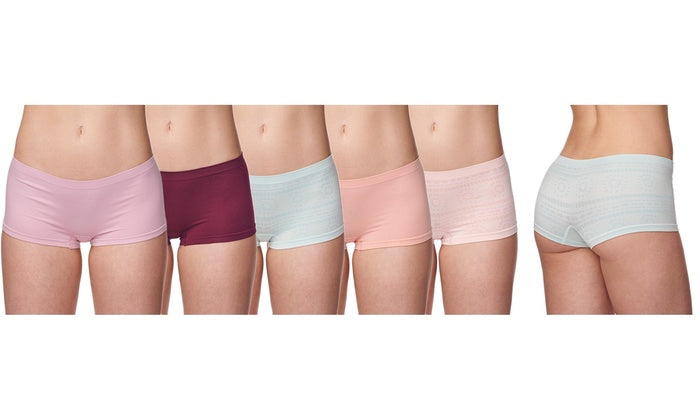 Nabtos Women's Plus Boxers Basic Cotton Boyshort Seamless Panties Solid  Underwear Pack 5 
