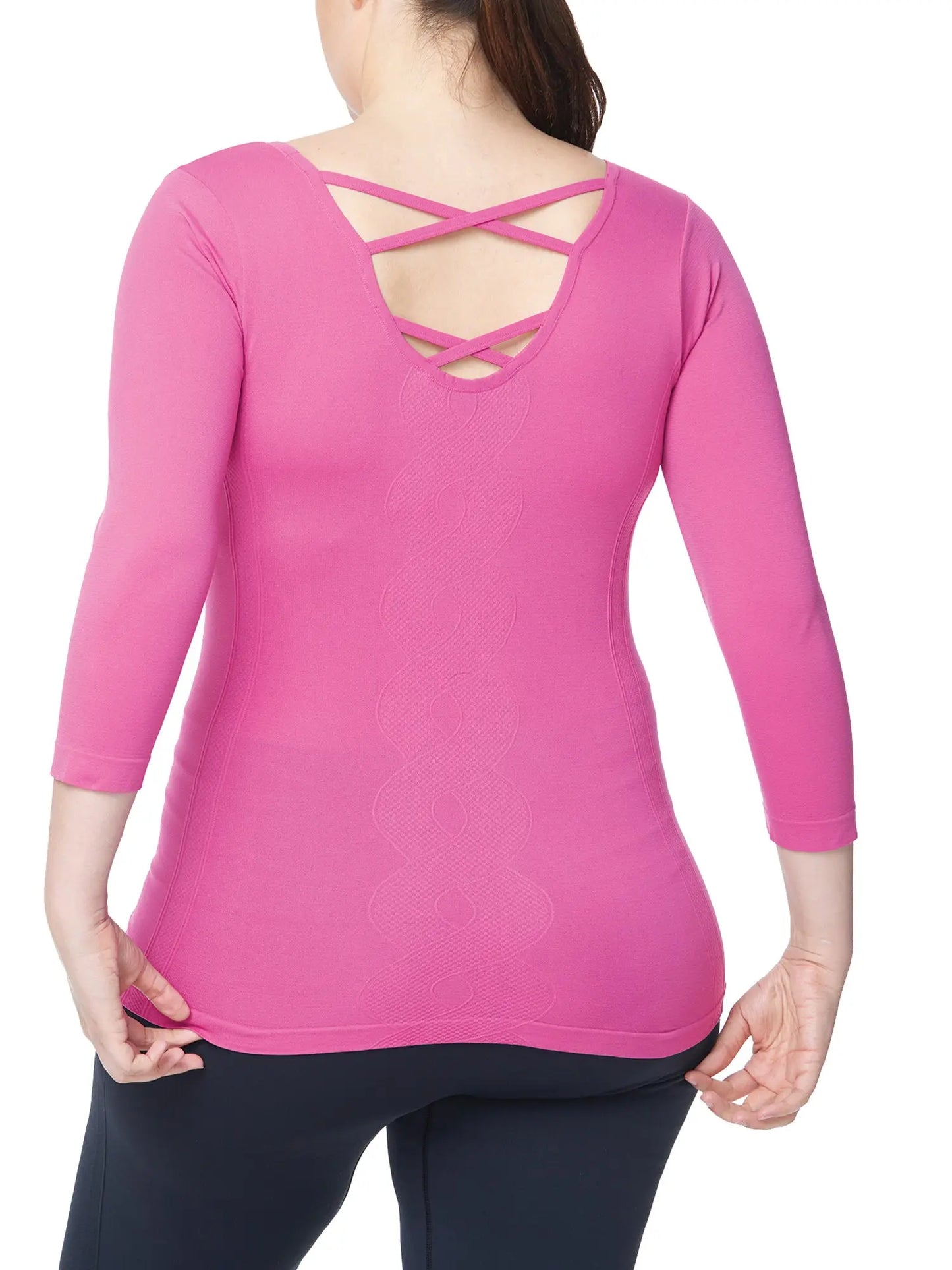 Women's Plus Textured Ballerina Top Under Control