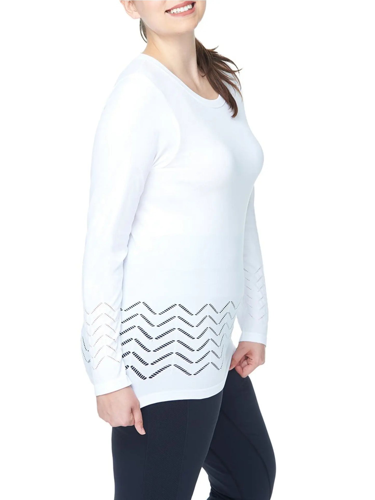 Pointelle Long Sleeve Tops- Plus Size Under Control