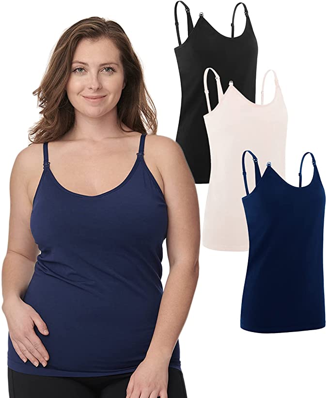 Under Control  Maternity Camisole 3 Pack (Black, Navy, Pink)