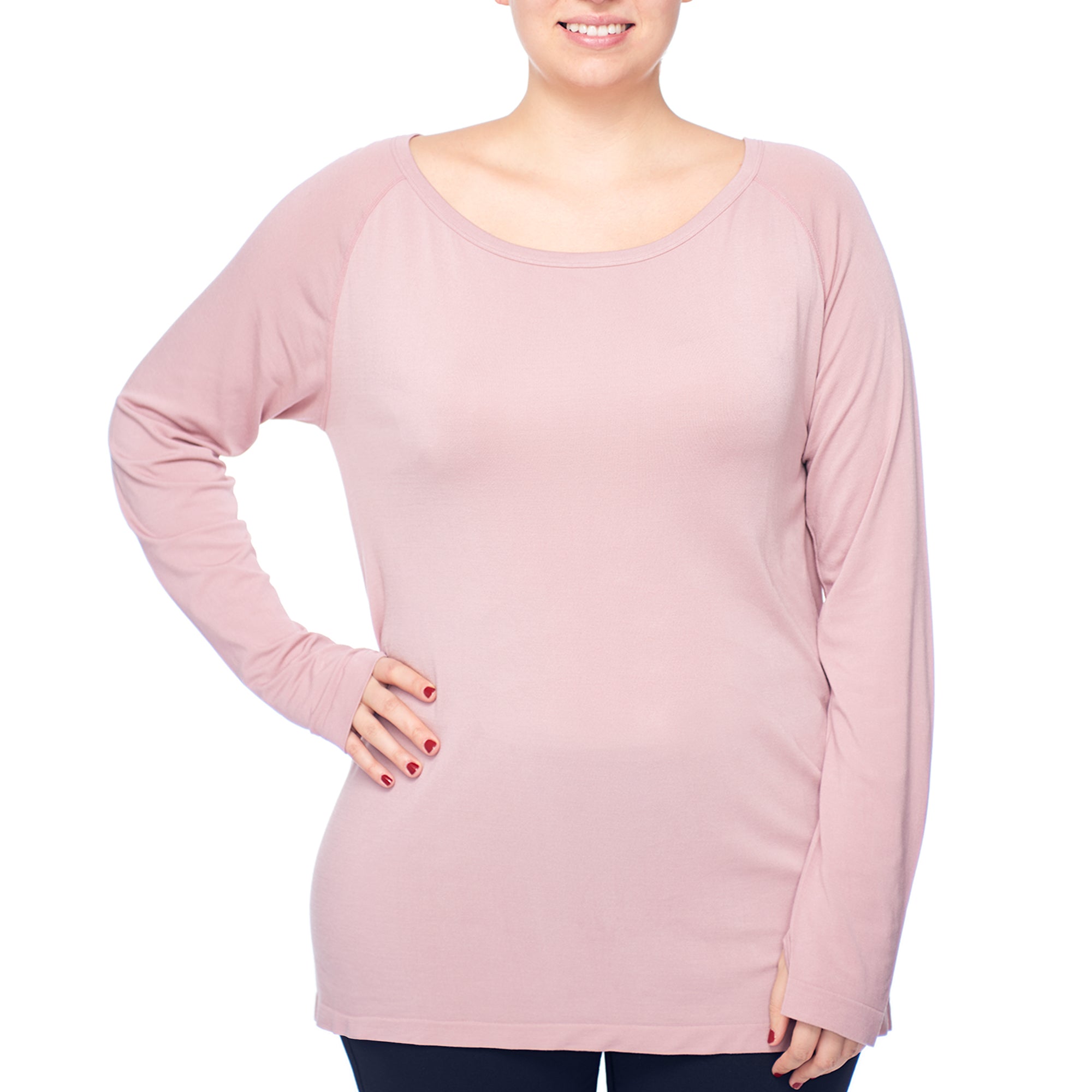 Under Control |Women Plus Size Active Viscose Drape Back Long Sleeve Top