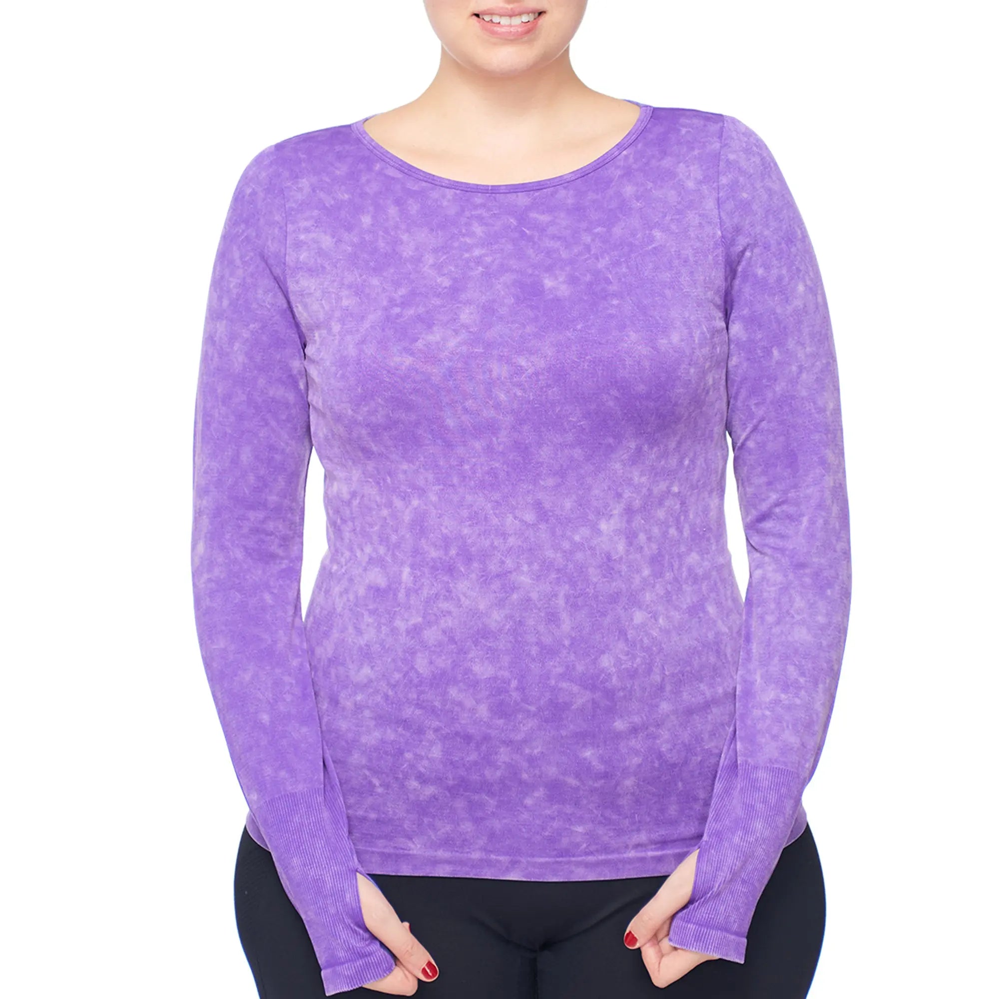 Under Control | Women Plus Size Active Enzyme Wash Crew Neck Long Sleeve Top Under Control