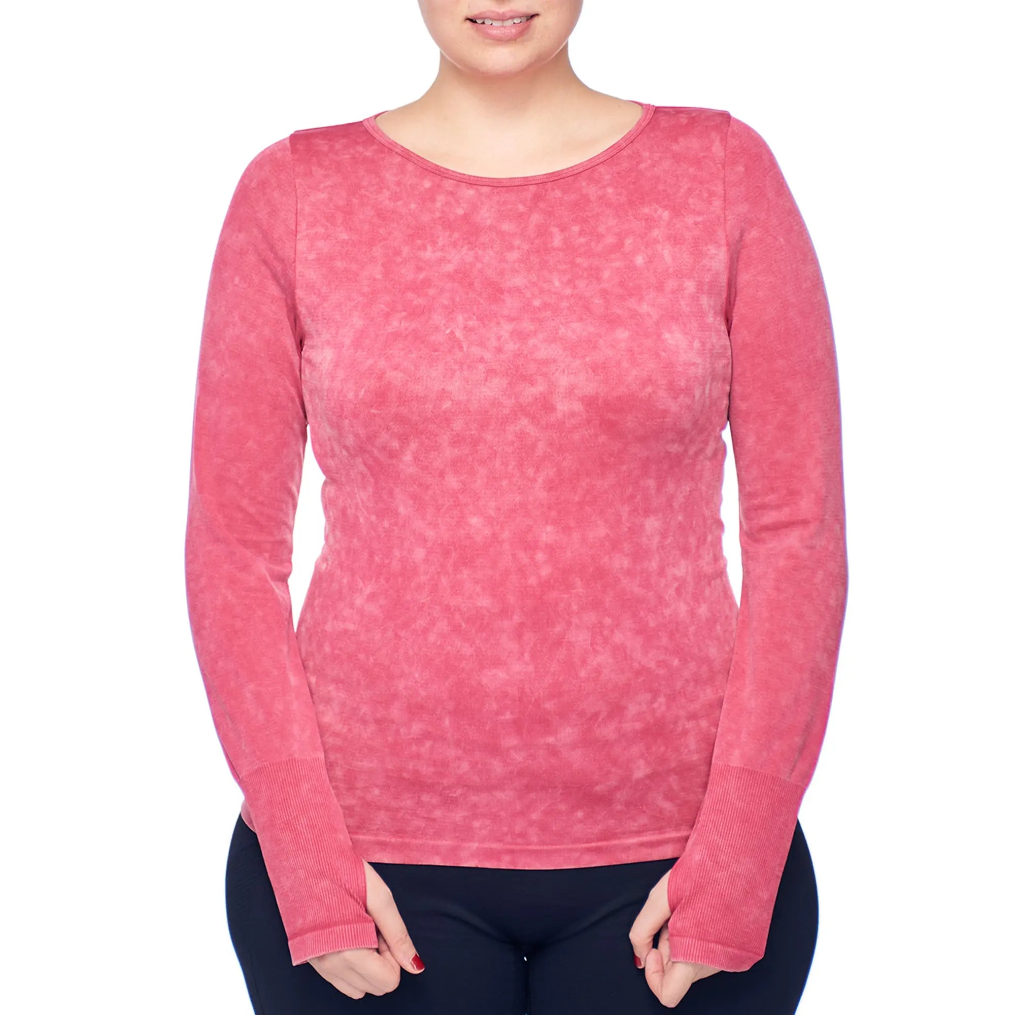 Under Control | Women Plus Size Active Enzyme Wash Crew Neck Long Sleeve Top Under Control