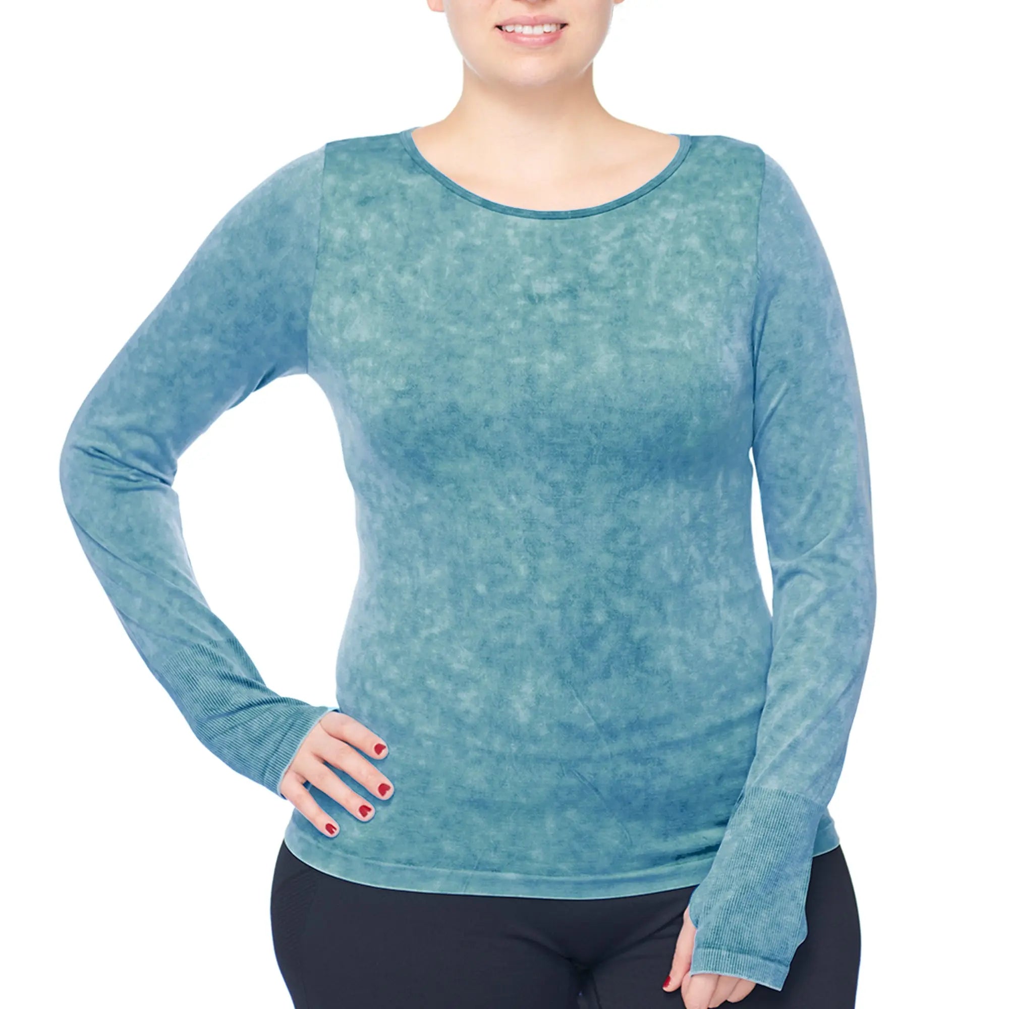 Under Control | Women Plus Size Active Enzyme Wash Crew Neck Long Sleeve Top Under Control