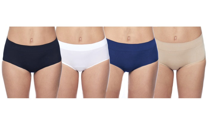 4-Pack Women's Cotton Stretch Underwear Ladies Mid-high Waisted Briefs  Panties Regular & Plus Size