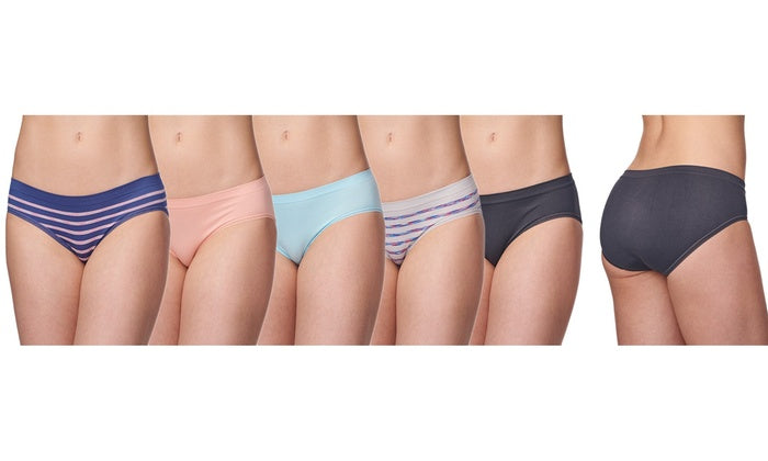 5 Pack Women's/Girl's Hipster Breathable Bikini Brief Underwear solid colors